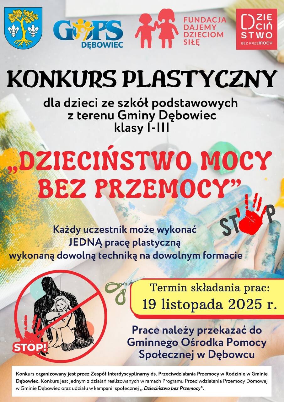 Konkurs plastyczny pod hasłem „DZIECIŃSTWO MOCY BEZ PRZEMOCY”